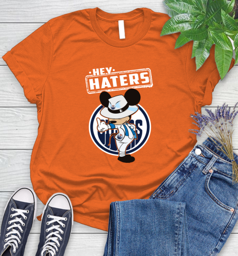 NHL Hey Haters Mickey Hockey Sports Edmonton Oilers Women's T-Shirt 3