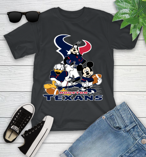 NFL Houston Texans Mickey Mouse Donald Duck Goofy Football Shirt Youth T-Shirt