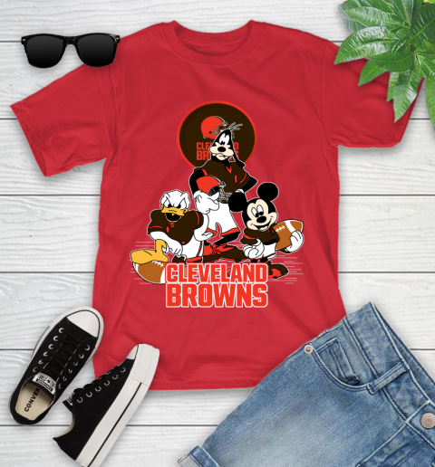 NFL Cleveland Browns Mickey Mouse Donald Duck Goofy Football Shirt Youth T-Shirt 13