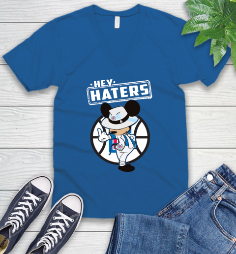 NBA Hey Haters Mickey Basketball Sports Los Angeles Clippers V-Neck T-Shirt 5