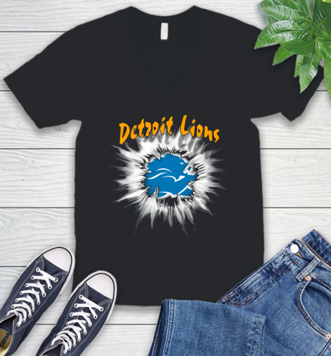 Detroit Lions NFL Football Adoring Fan Rip Sports V-Neck T-Shirt
