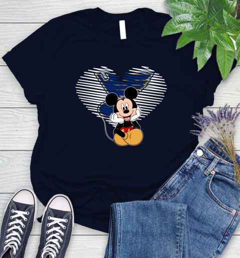 NHL St.Louis Blues The Heart Mickey Mouse Disney Hockey Women's T-Shirt 2
