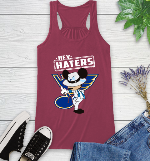 NHL Hey Haters Mickey Hockey Sports St.Louis Blues Racerback Tank 7