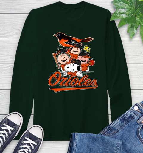 MLB Baltimore Orioles Snoopy Charlie Brown Woodstock The Peanuts Movie Baseball T Shirt_000 Long Sleeve T-Shirt 7