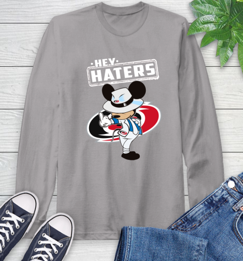 NHL Hey Haters Mickey Hockey Sports Carolina Hurricanes Long Sleeve T-Shirt 6