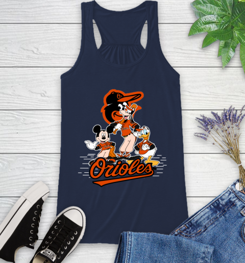 MLB Baltimore Orioles Mickey Mouse Donald Duck Goofy Baseball T Shirt Racerback Tank 9