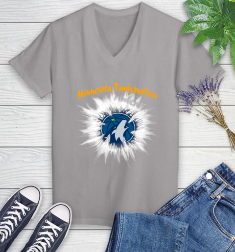Minnesota Timberwolves NBA Basketball Rip Sports Women's V-Neck T-Shirt 4