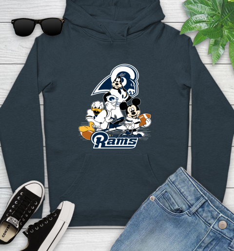 NFL Los Angeles Rams Mickey Mouse Donald Duck Goofy Football Shirt Youth Hoodie 10