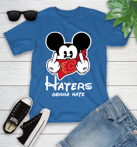 NHL Calgary Flames Haters Gonna Hate Mickey Mouse Disney Hockey T Shirt Youth T-Shirt 12