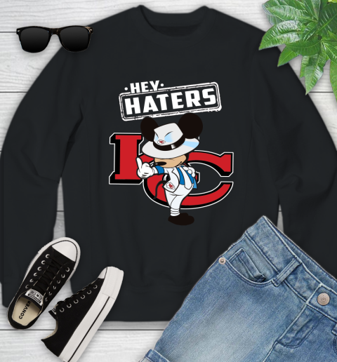 NFL Hey Haters Mickey Football Sports Kansas City Chiefs Youth Sweatshirt