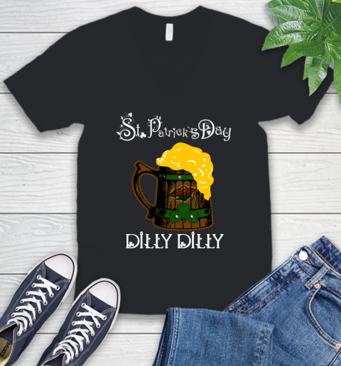 NHL Minnesota Wild St Patrick's Day Dilly Dilly Beer Hockey Sports V-Neck T-Shirt