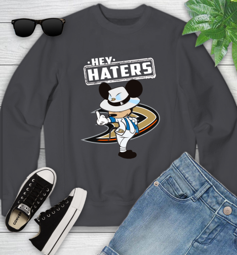 NHL Hey Haters Mickey Hockey Sports Anaheim Ducks Youth Sweatshirt 5