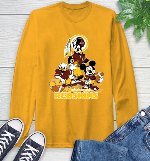 NFL Washington Redskins Mickey Mouse Donald Duck Goofy Football Shirt Long Sleeve T-Shirt 2