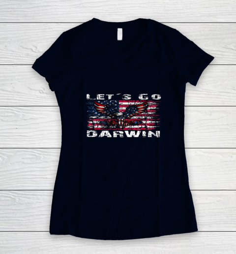 Let's go Darwin America Flag Eagle Women's V-Neck T-Shirt 2
