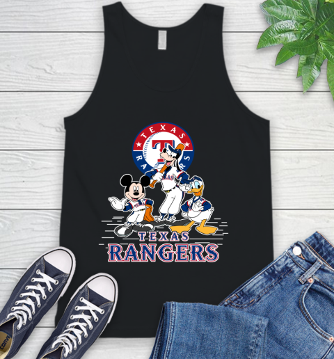 MLB Texas Rangers Mickey Mouse Donald Duck Goofy Baseball T Shirt Tank Top