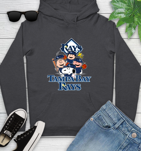 MLB Tampa Bay Rays Snoopy Charlie Brown Woodstock The Peanuts Movie Baseball T Shirt Youth Hoodie 8