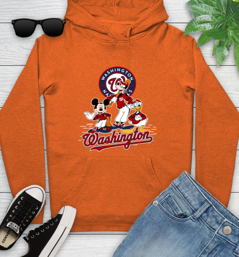 MLB Washington Nationals Mickey Mouse Donald Duck Goofy Baseball T Shirt Youth Hoodie 4