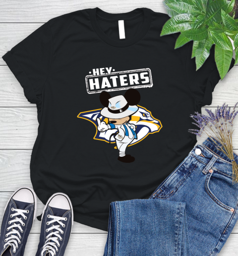 NHL Hey Haters Mickey Hockey Sports Nashville Predators Women's T-Shirt