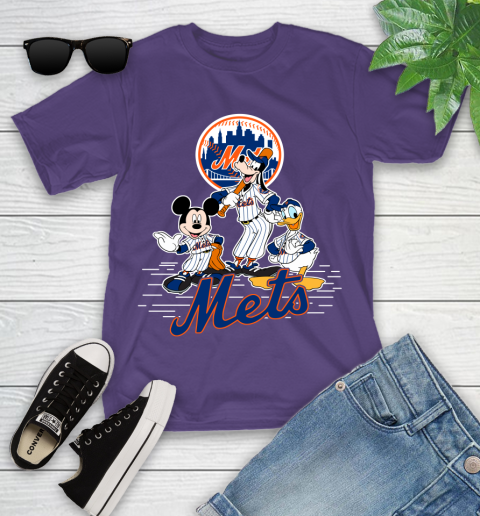 MLB New York Mets Mickey Mouse Donald Duck Goofy Baseball T Shirt Youth T-Shirt 18