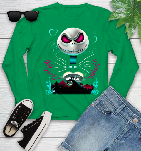 NFL New York Jets Jack Skellington Sally The Nightmare Before Christmas Football Youth Long Sleeve 7