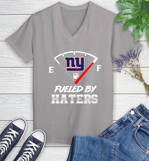New York Giants NFL Football Fueled By Haters Sports Women's V-Neck T-Shirt - Image 5