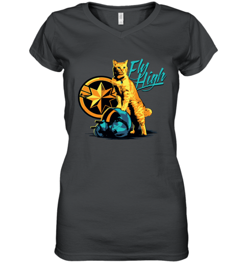 Captain Marvel Flying V Ladies Black T-Shirt