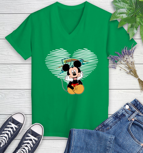 NBA Oklahoma City Thunder The Heart Mickey Mouse Disney Basketball Women's V-Neck T-Shirt 5