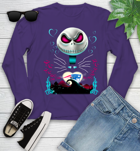 NFL New England Patriots Jack Skellington Sally The Nightmare Before Christmas Football Youth Long Sleeve 4