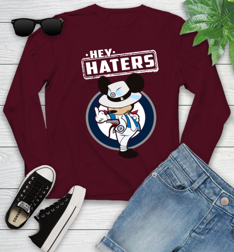 NHL Hey Haters Mickey Hockey Sports Winnipeg Jets Youth Long Sleeve 6