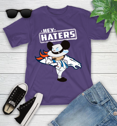 NFL Hey Haters Mickey Football Sports Denver Broncos Youth T-Shirt 3