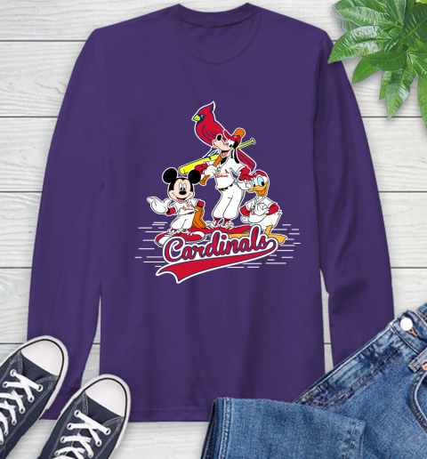 MLB St.Louis Cardinals Mickey Mouse Donald Duck Goofy Baseball T Shirt Long Sleeve T-Shirt 5