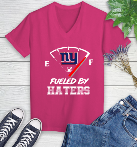 New York Giants NFL Football Fueled By Haters Sports Women's V-Neck T-Shirt - Image 10