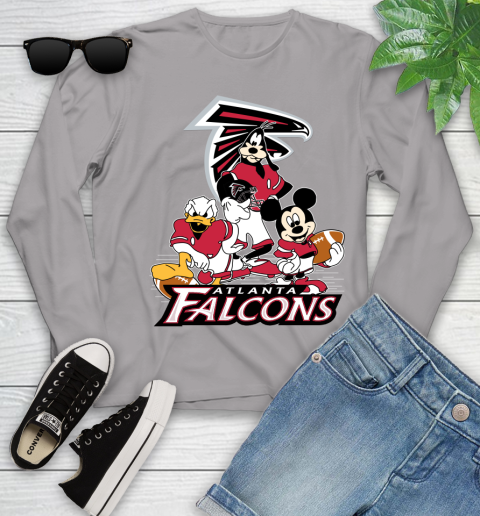NFL Atlanta Falcons Mickey Mouse Donald Duck Goofy Football Shirt Youth Long Sleeve 5
