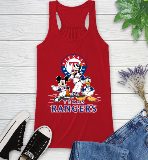 MLB Texas Rangers Mickey Mouse Donald Duck Goofy Baseball T Shirt Racerback Tank 5