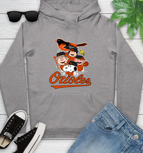 MLB Baltimore Orioles Snoopy Charlie Brown Woodstock The Peanuts Movie Baseball T Shirt_000 Youth Hoodie 6