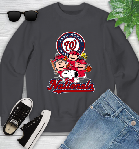 MLB Washington Nationals Snoopy Charlie Brown Woodstock The Peanuts Movie Baseball T Shirt_000 Youth Sweatshirt 5