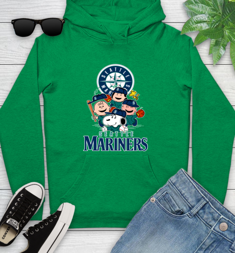 MLB Seattle Mariners Snoopy Charlie Brown Woodstock The Peanuts Movie Baseball T Shirt_000 Youth Hoodie 9