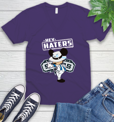 NBA Hey Haters Mickey Basketball Sports San Antonio Spurs V-Neck T-Shirt 9