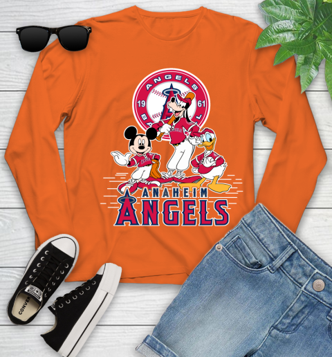MLB Los Angeles Angels Mickey Mouse Donald Duck Goofy Baseball T Shirt T- Shirt