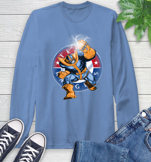 Texas Rangers MLB Baseball Thanos Avengers Infinity War Marvel Long Sleeve T-Shirt 12