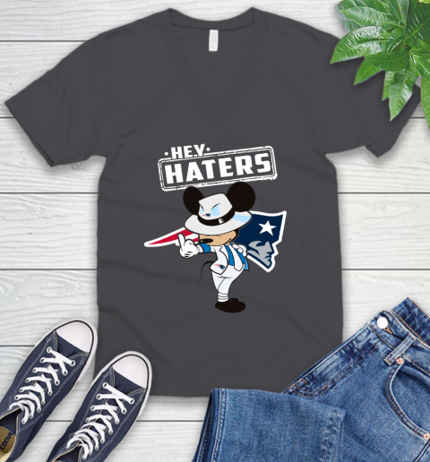 NFL Hey Haters Mickey Football Sports New England Patriots V-Neck T-Shirt 4