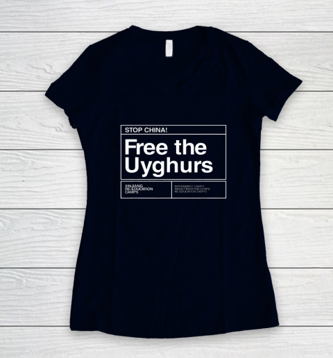 Free the Uyghurs Stop China Women's V-Neck T-Shirt 2