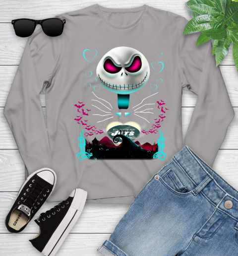 NFL New York Jets Jack Skellington Sally The Nightmare Before Christmas Football Youth Long Sleeve 5