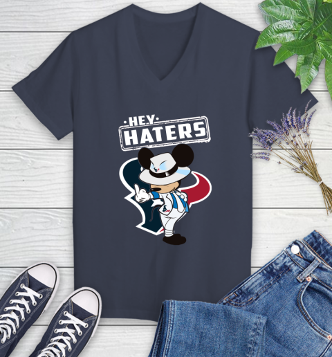 NFL Hey Haters Mickey Football Sports Houston Texans Women's V-Neck T-Shirt 12