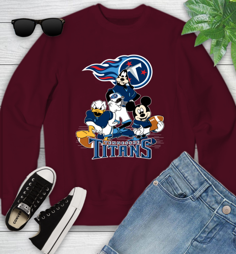 NFL Tennessee Titans Mickey Mouse Donald Duck Goofy Football Shirt Youth Sweatshirt 4