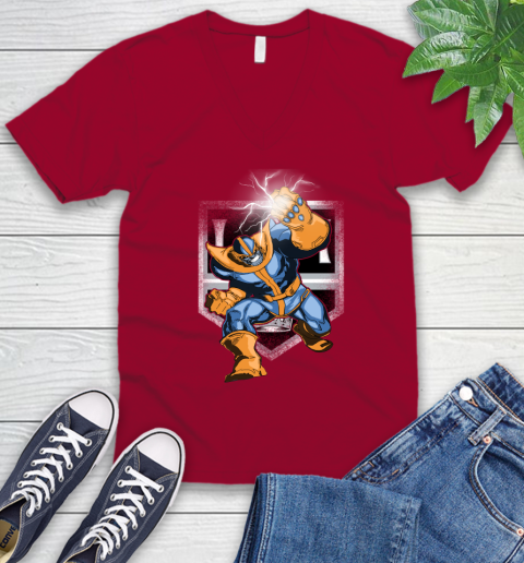 Los Angeles Kings NHL Hockey Thanos Avengers Infinity War Marvel V-Neck T-Shirt 7
