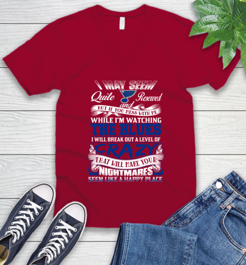 St.Louis Blues NHL Hockey Don't Mess With Me While I'm Watching My Team V-Neck T-Shirt 7