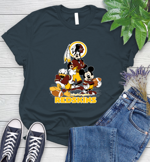 NFL Washington Redskins Mickey Mouse Donald Duck Goofy Football Shirt Women's T-Shirt 11