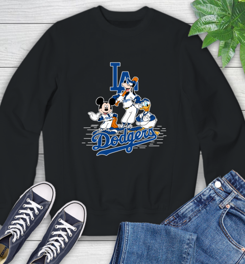 MLB Los Angeles Dodgers Mickey Mouse Donald Duck Goofy Baseball T Shirt Sweatshirt