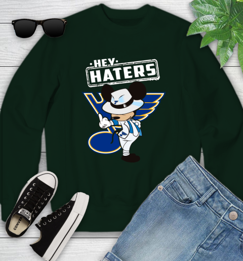 NHL Hey Haters Mickey Hockey Sports St.Louis Blues Youth Sweatshirt 9